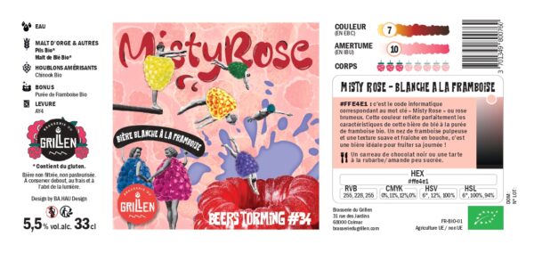 etiquette bière misty rose brasserie du grillen