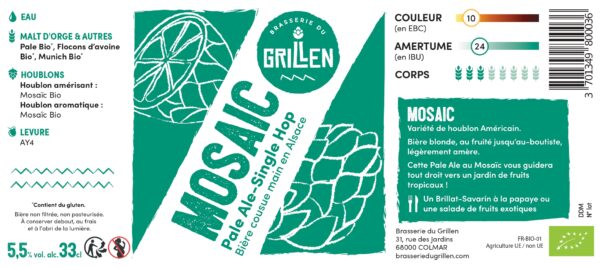 etiquette bière mosaic brasserie du grillen