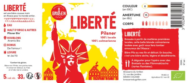 etiquette de la bière liberté de la brasserie du grillen