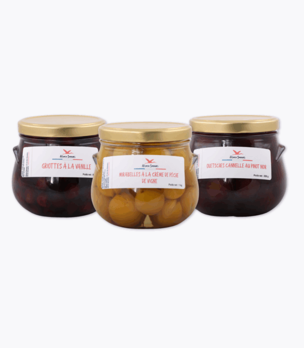 trio de bocaux de fruits macérés