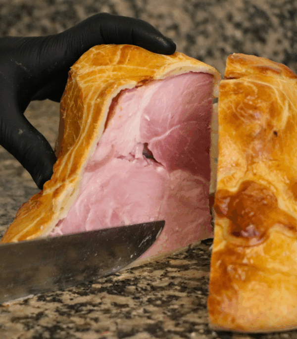 intérieur d'un jambon en croûte