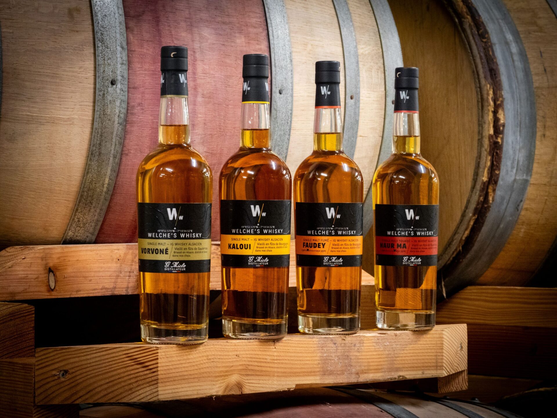 4 bouteilles de whiskys alsaciens Miclo