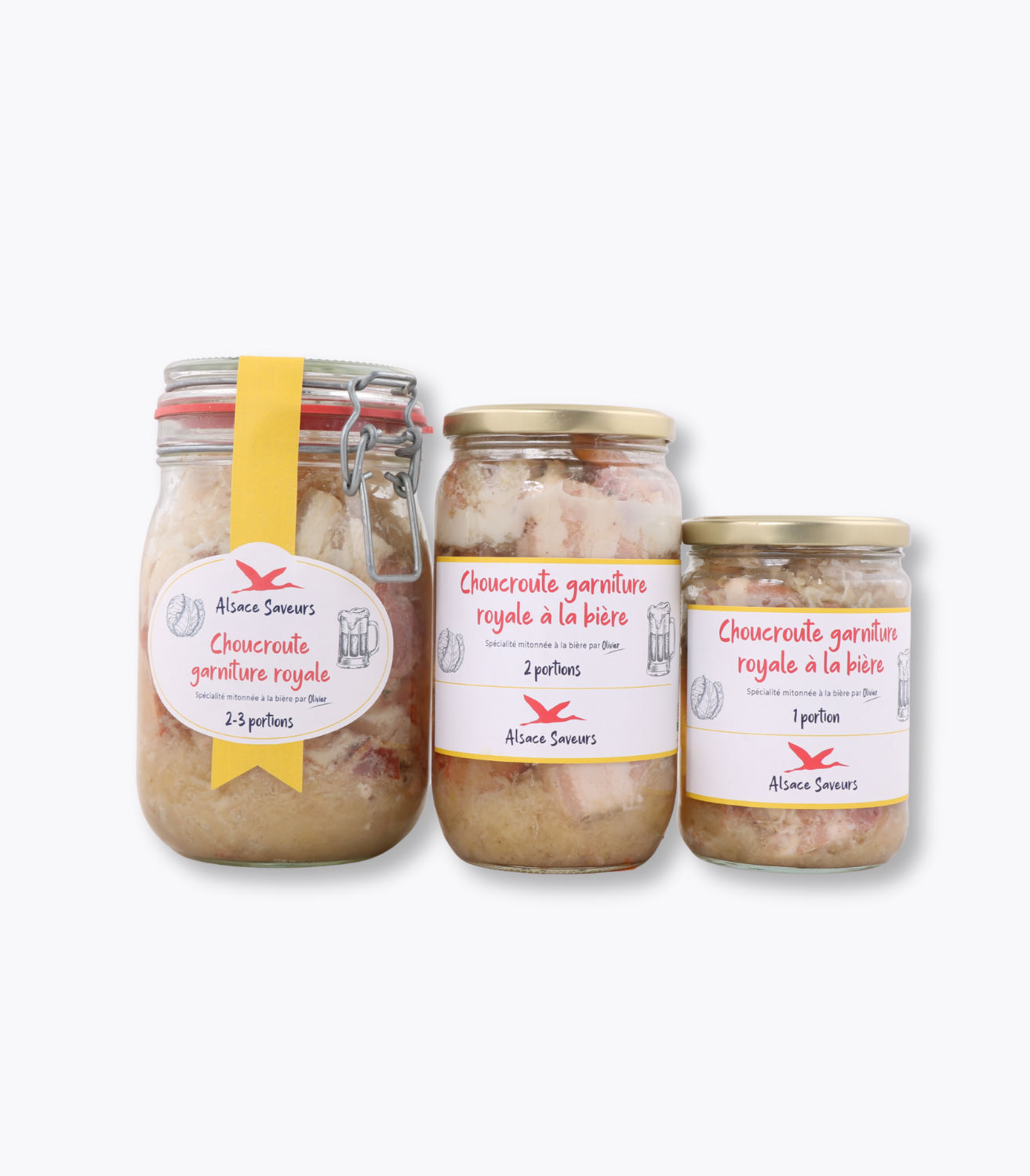 trio de bocaux de choucroute à la bière
