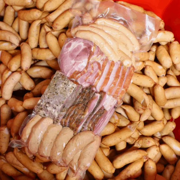 garnitures de al choucroute 10 parts sur fond de saucisses fumées