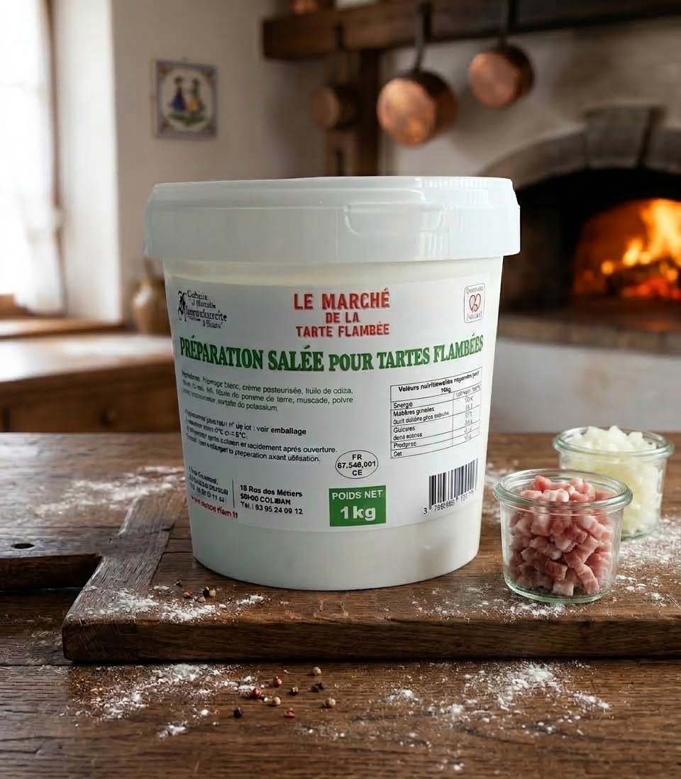 seau de préparation salée pour tarte flambée