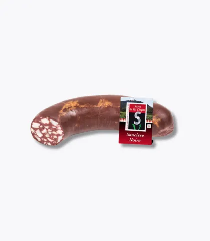 1/2 saucisse noire sur fond gris