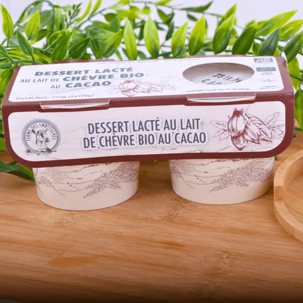 lot de 2 yaourts fermier à la chèvre et cacao