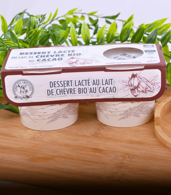 lot de 2 yaourts fermier à la chèvre et cacao
