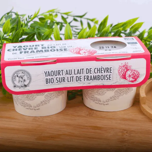 lot de 2 yaourts fermier à la chèvre et framboise