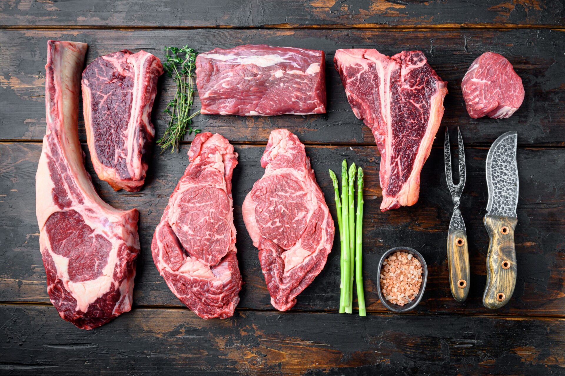 ensemble de viandes de boeuf angus