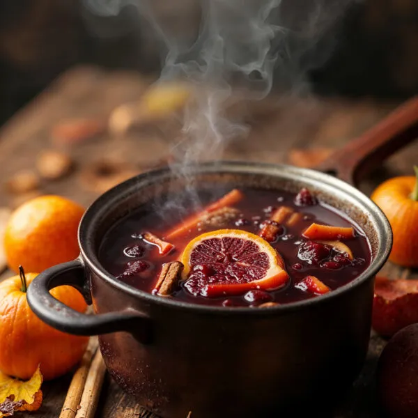 vin chaud en cuisson dans une casserole