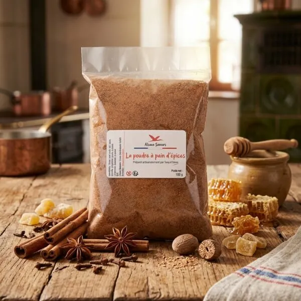 poudre de pain d'épices à côté des épices