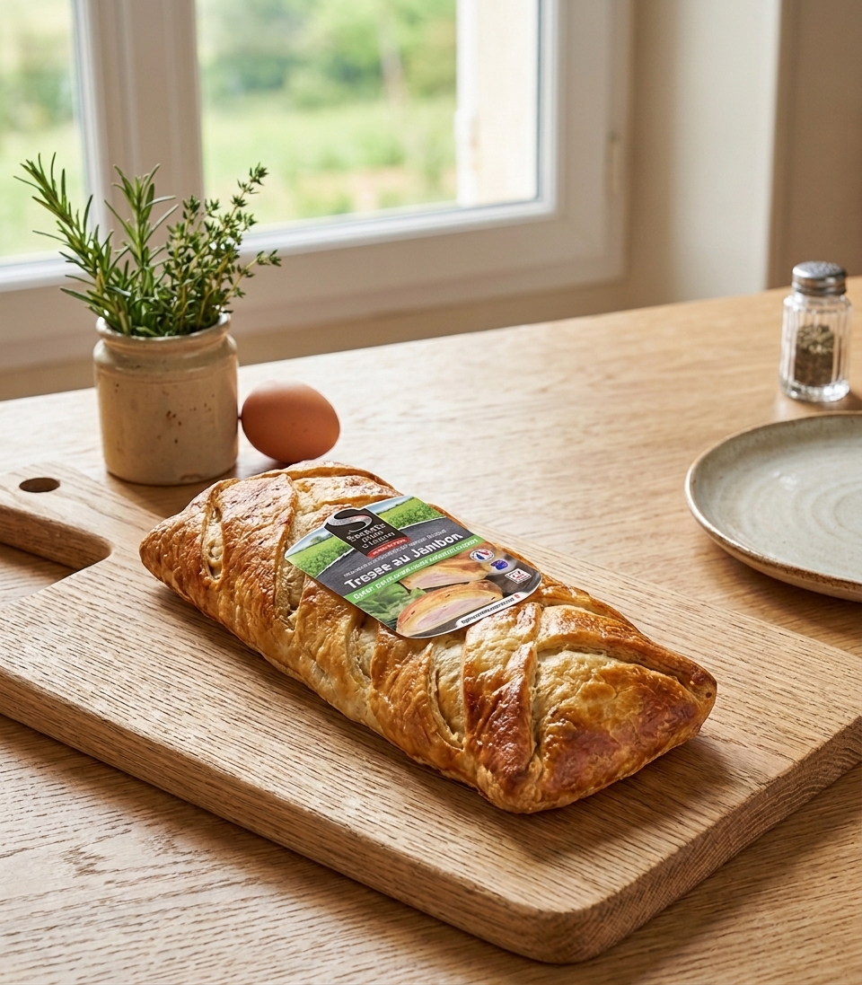 tresse au jambon sur table