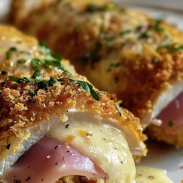 cordon bleu coupé en 2 et fondant