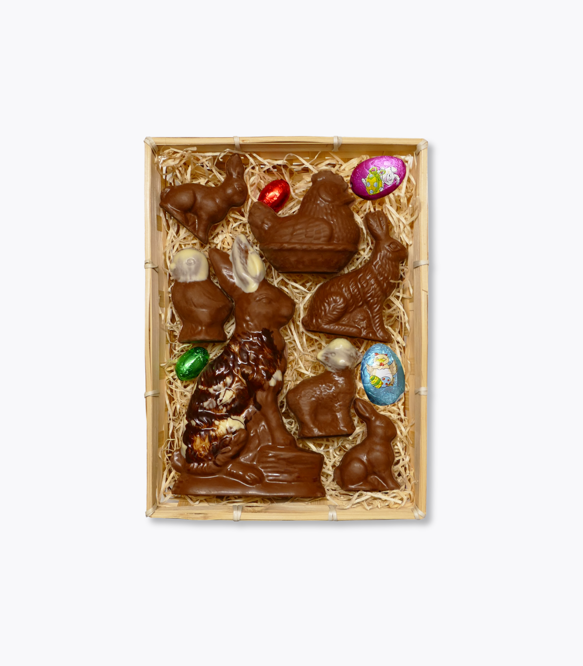 nid de Pâques, assortiment de différents chocolats de Pâques