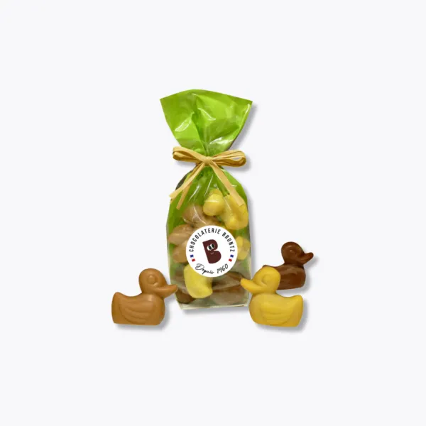 sachet de petits canard en chocolat