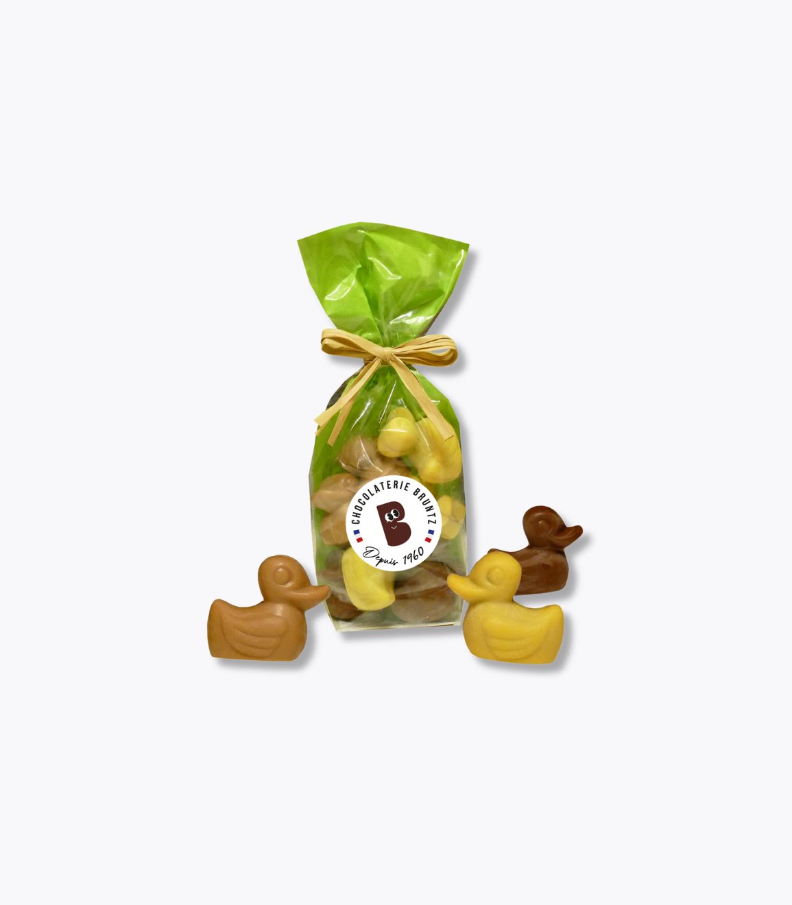sachet de petits canard en chocolat