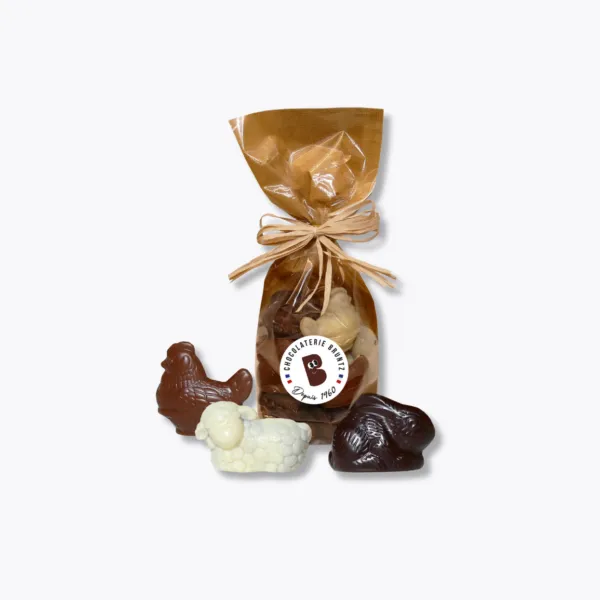 sachet d'animaux de la ferme en chocolat et assortis