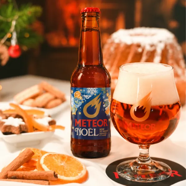 bière de Noël meteor avec produits alsaciens